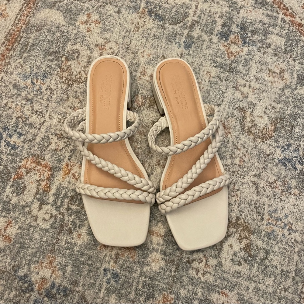 Elegant White Braided Sandals